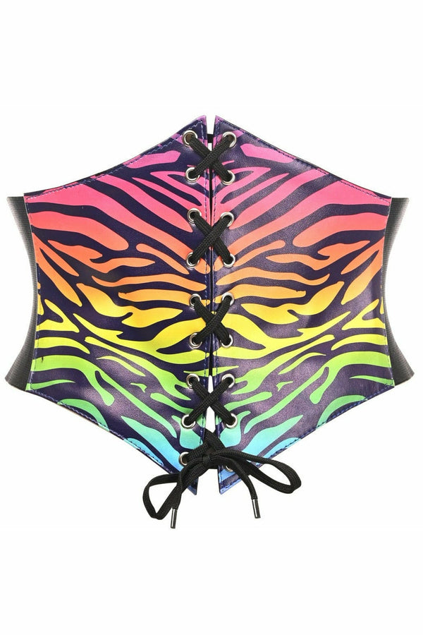 Lavish Rainbow Animal Print Lace-Up Corset Belt Cincher-Daisy Corsets
