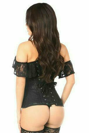 Lavish Black Lace Off-The-Shoulder Corset.