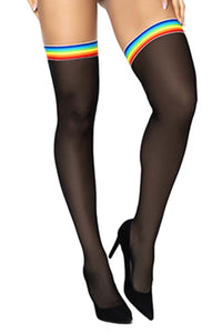 Mapale Mesh Thigh Highs Color Black-Rainbow-Mapale
