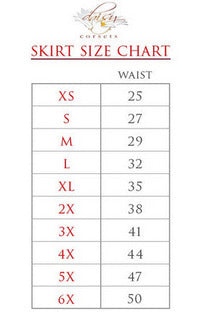 White Satin w/Black Lace Overlay Lace-Up Skirt.