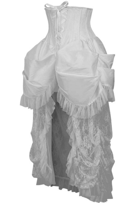 Top Drawer Steel Boned White Lace Victorian Bustle Underbust Corset Dress.