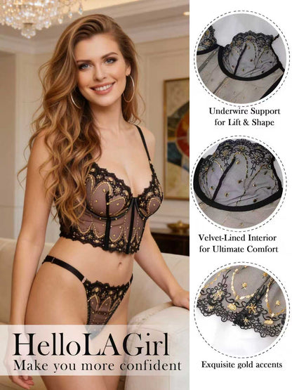 Chic Luxe Noir & Gold Lingerie Set