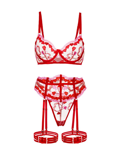 Amour Heart 3 Piece Lingerie Set