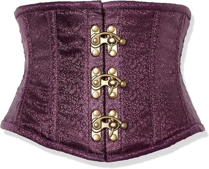 Top Drawer Plum Brocade Steel Boned Mini Cincher w/Clasps.