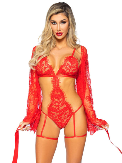 All Romance Lace Teddy & Robe Set