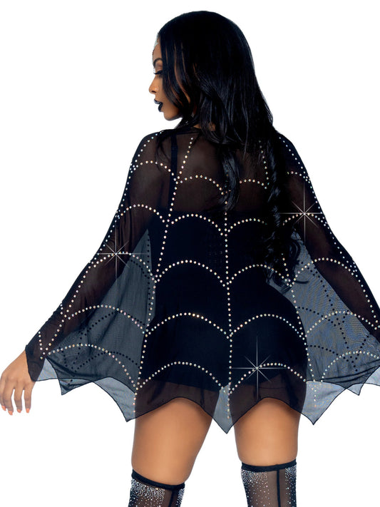 Spider Web Rhinestone Costume Poncho