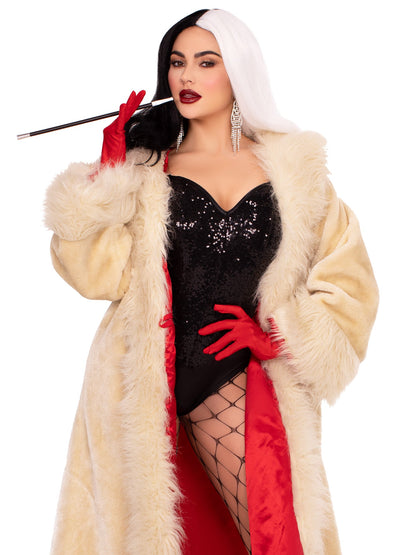Villainess Satin Lined Faux-Fur Coat