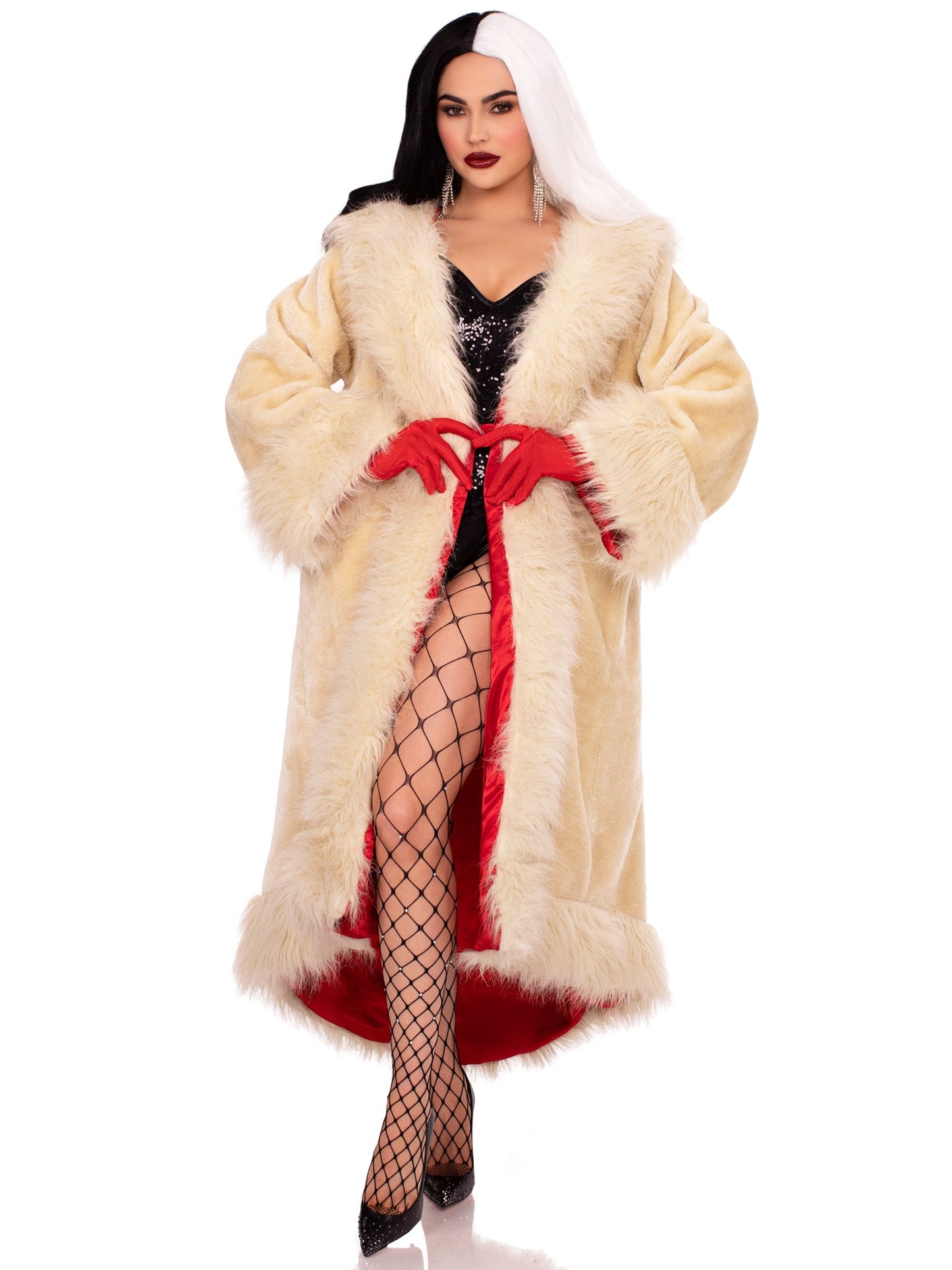 Villainess Satin Lined Faux-Fur Coat