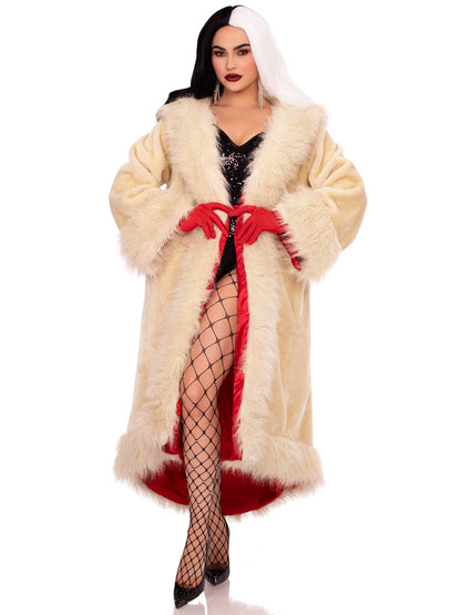 Villainess Satin Lined Faux-Fur Coat