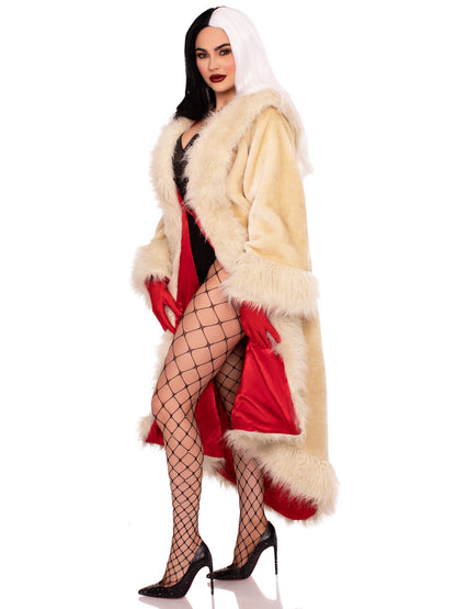 Villainess Satin Lined Faux-Fur Coat