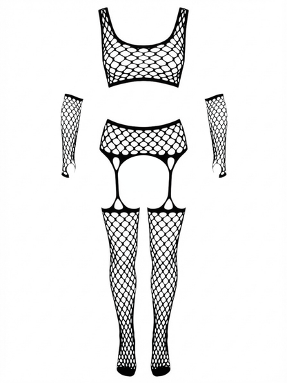 Get Into It Crop Top and Garter Stockings Set