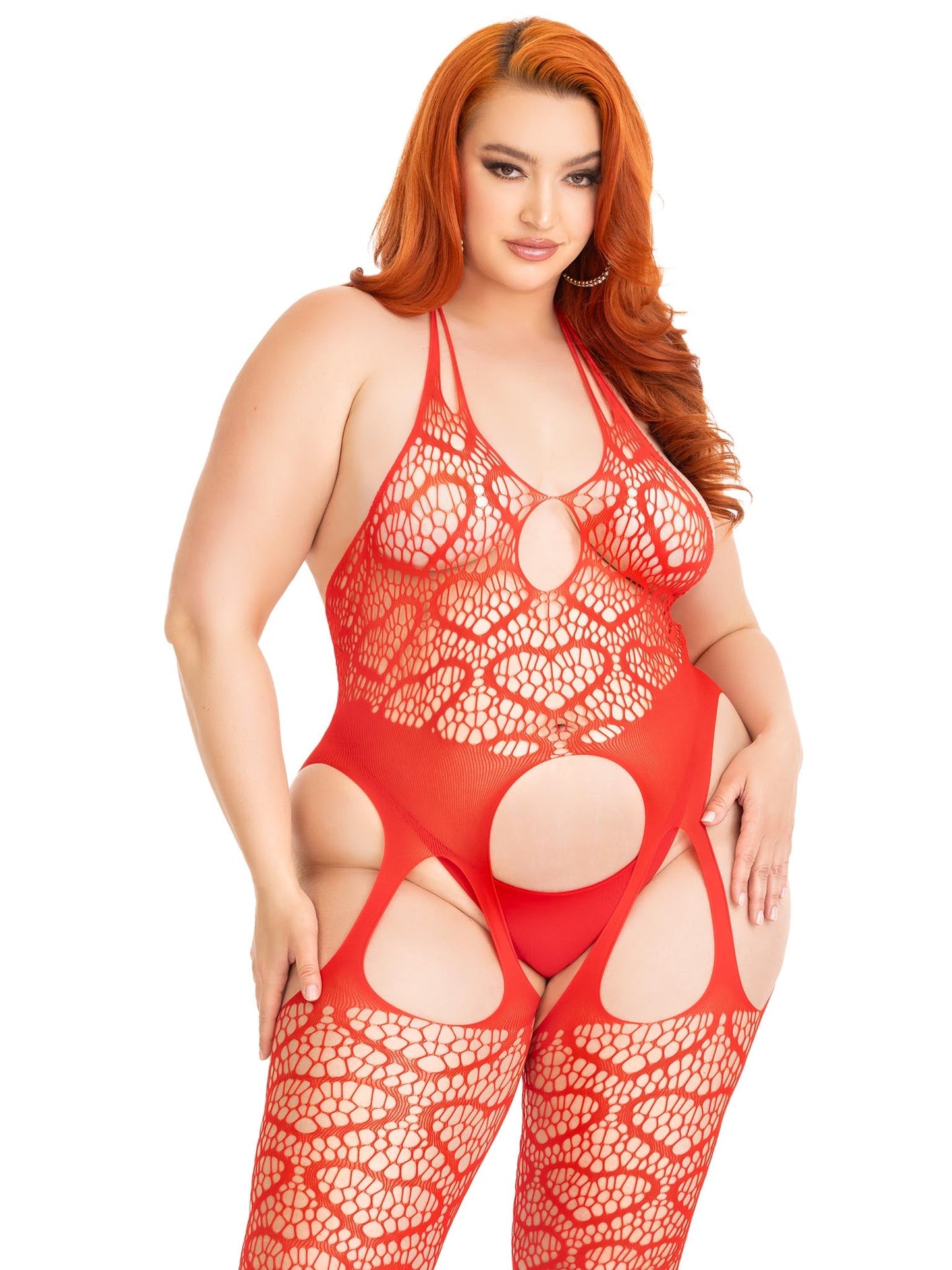 Love Hangover Heart Plus Net Bodystocking