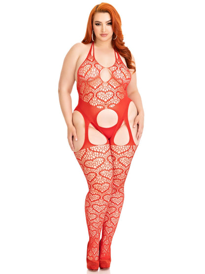 Love Hangover Heart Plus Net Bodystocking