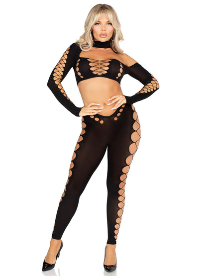 Notorious Crop Top and Footless Tights Set