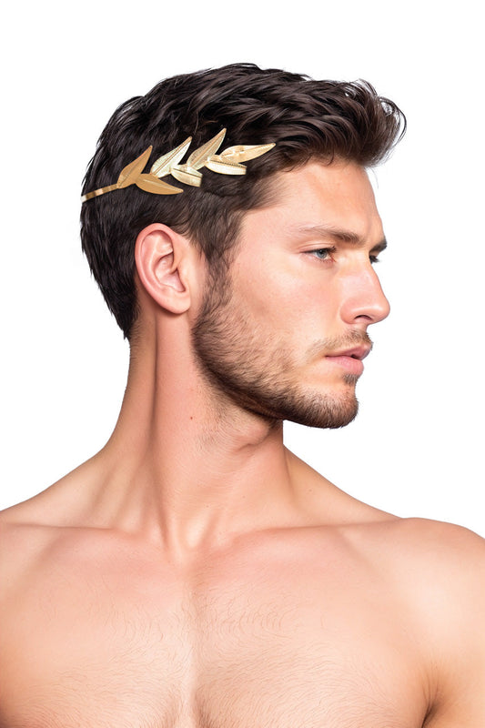 Metal Greek Gold Leaf Headband Costume Accessory.