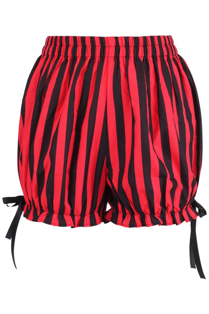Top Drawer 2 PC Red/Black Striped Burlesque Steel Boned Corset & Bloomer Set