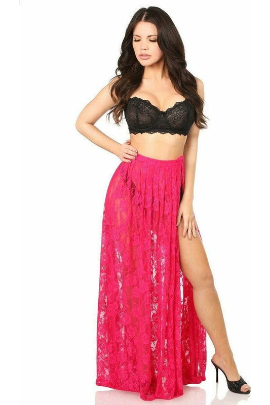 Sheer Fuchsia Lace Skirt.