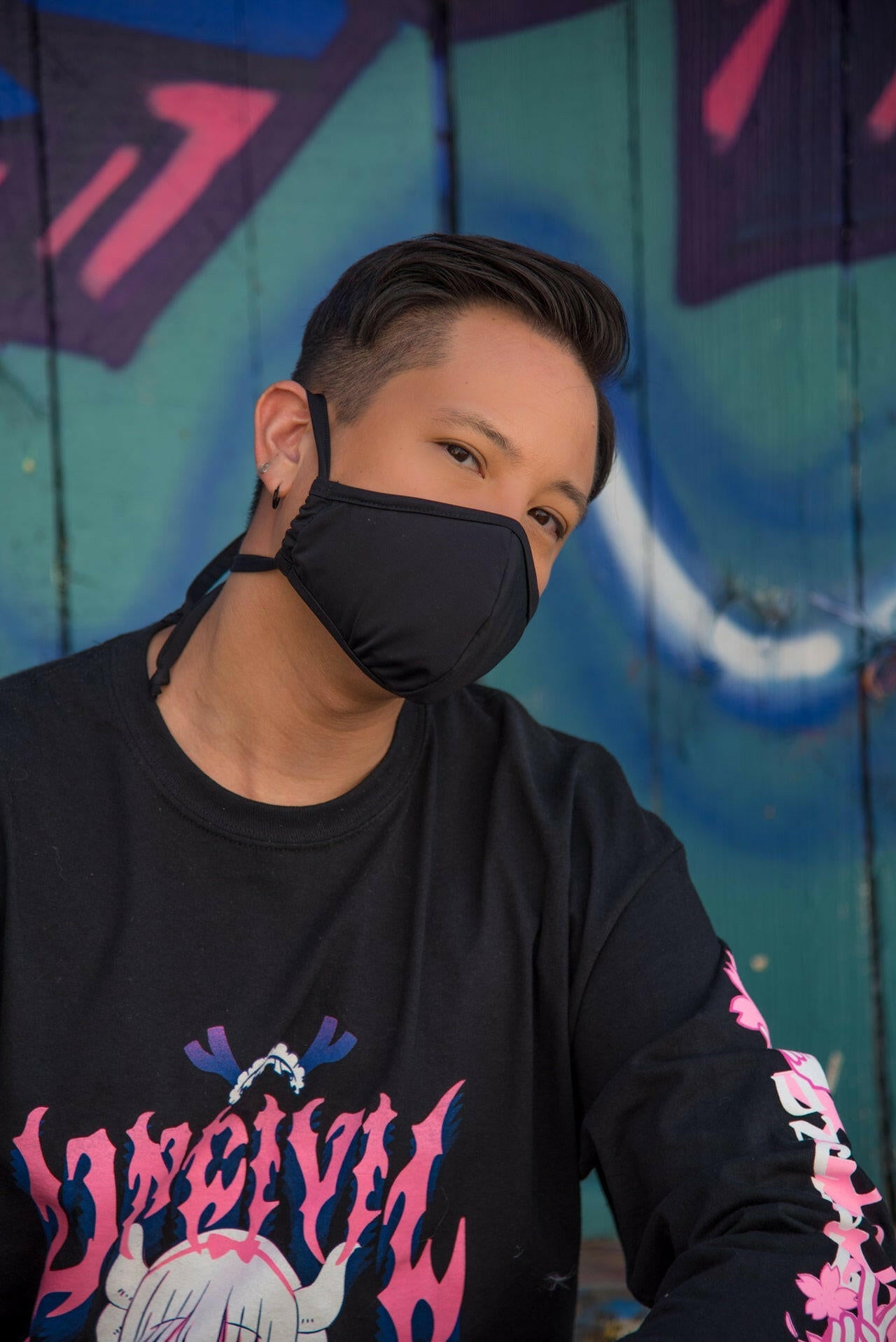 J. Valentine Black Stretch Tailored Mens Face Mask- Festival Rave Accessory.