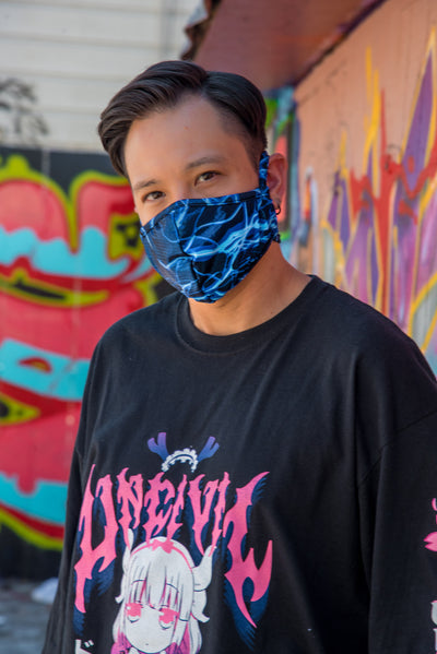 Blue Lightning Tailored Mens Face Mask- Festival Rave Accessory-J. Valentine