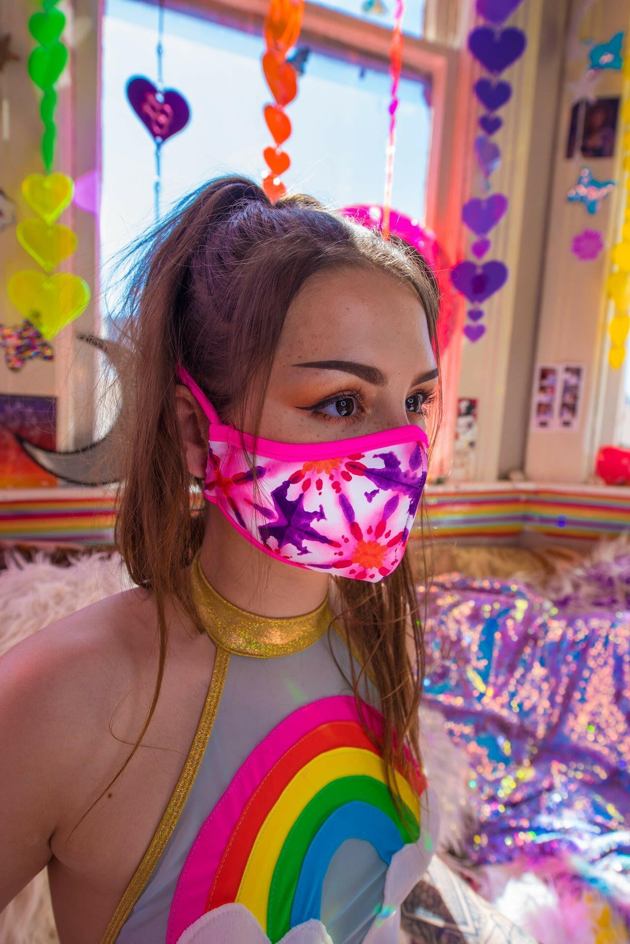 J. Valentine Kaleidoscope Tailored Face Mask- Festival Rave Accessory.