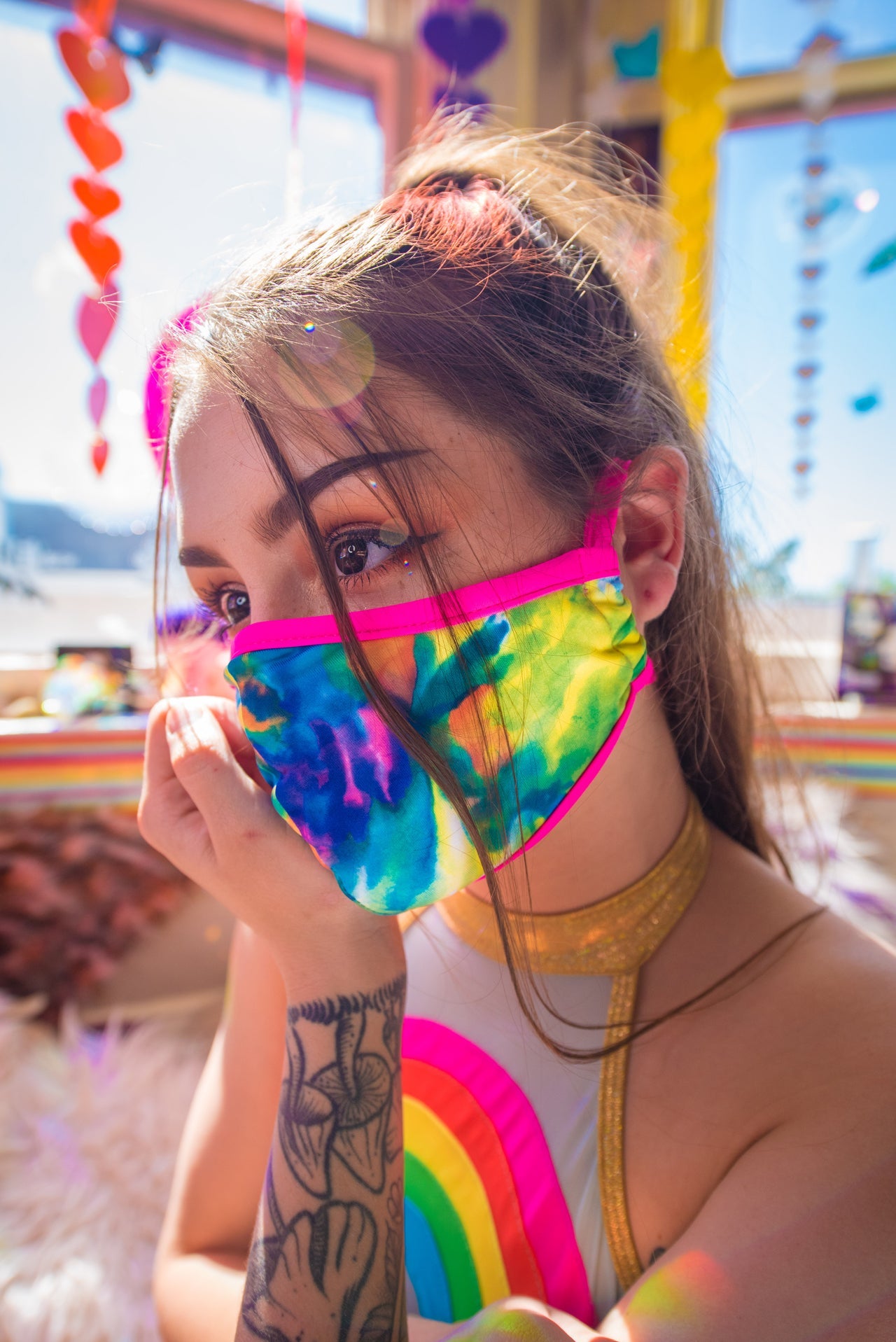 Tie-Dye Tailored Face Mask- Festival Rave Accessory-J. Valentine