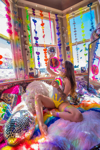 J. Valentine Lavender Dreams Sequin Tailored Face Mask- Festival Rave Accessory.