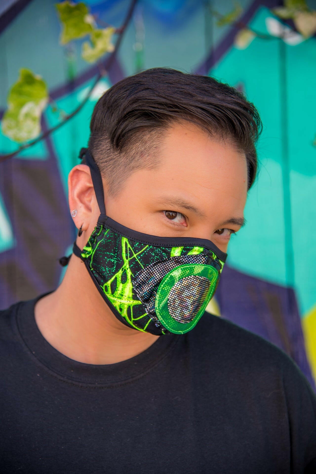 J. Valentine Green Lightning Tailored Mens Face Mask- Festival Rave Accessory.