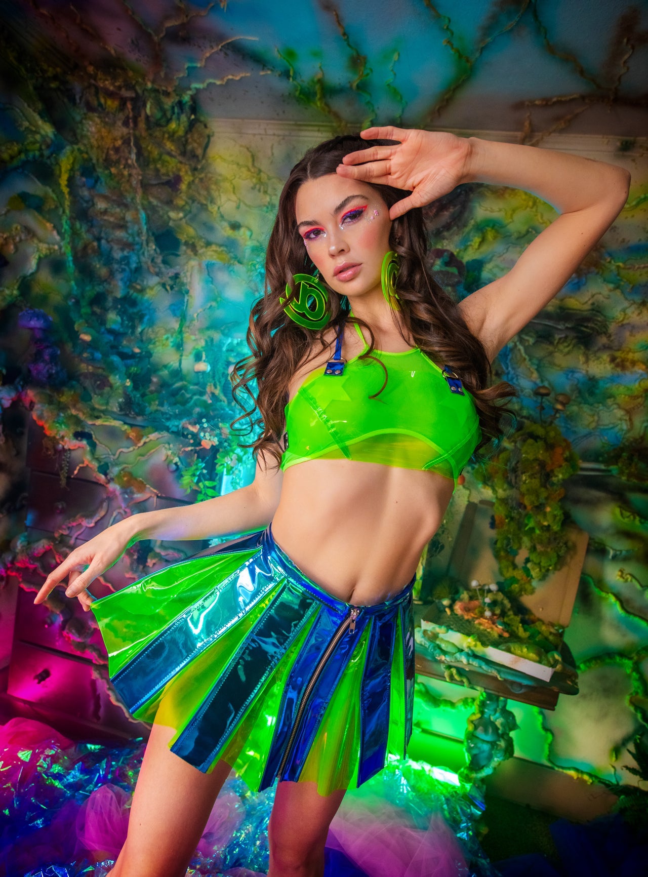 Rave FR120 - Vinyl Pleated Skirt - J. Valentine.