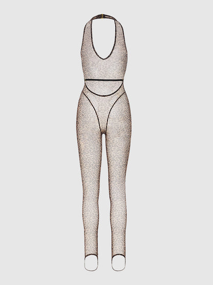 CHANTAL LEOPARD MESH CATSUIT