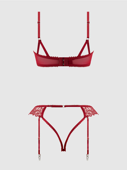 EDEN EMBROIDERED LACE BRA & BACKLESS HIPSTER SET