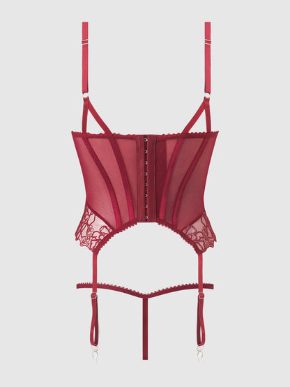 EDEN EMBROIDERED LACE BUSTIER & G-STRING SET