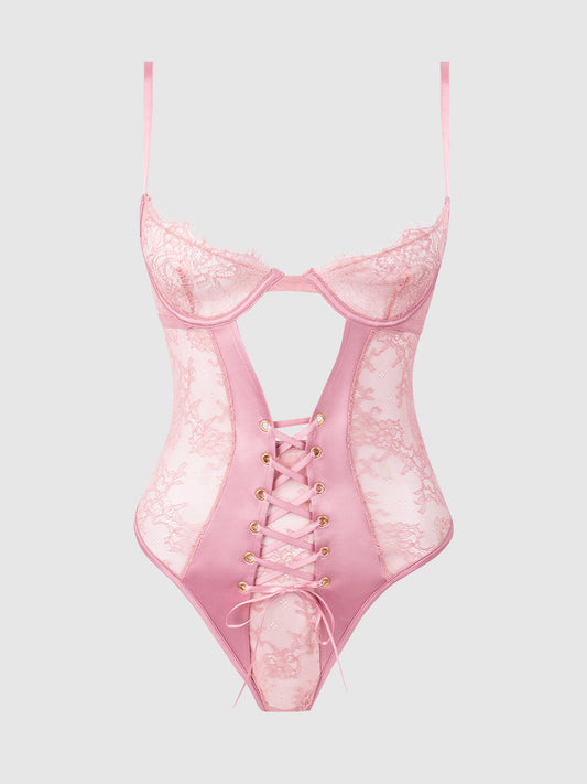Blair Satin & Lace Corseted Underwire Teddy