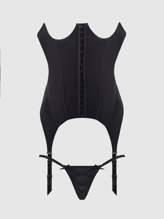 Brigeta Satin Open Cup Bustier & G-string Set