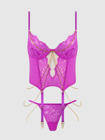 REANNA LACE & CHAIN BUSTIER & G-STRING SET