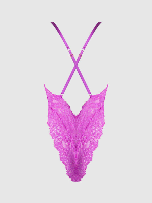 Reanna Lace & Chain Deep Plunge Bodysuit