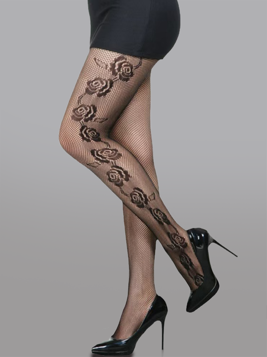 Elegant Rose Embroidered Tights.