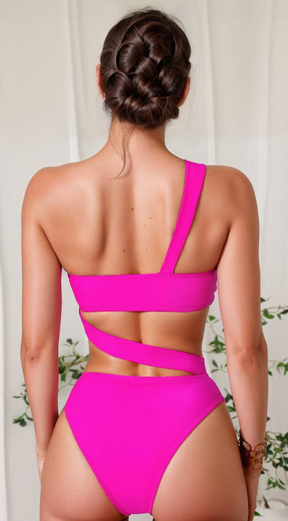 One Shoulder Bandage One Piece Swimsuit
