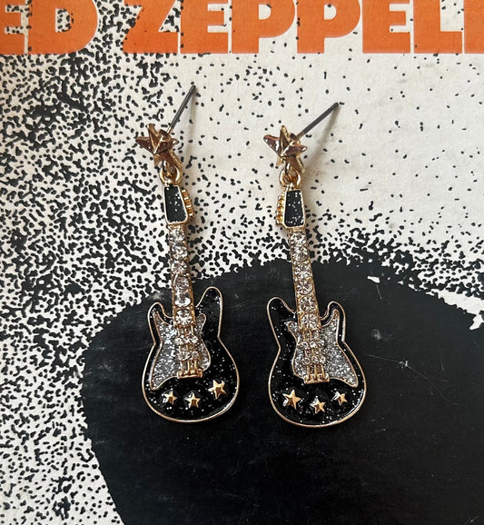 Black Electric Guitar Earrings