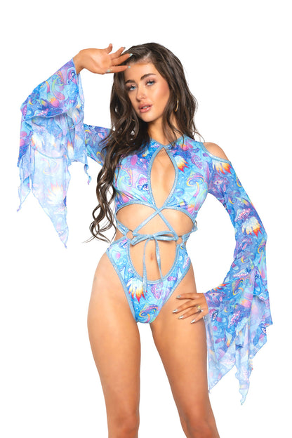 J. Valentine Rave Spandex/Mesh Flow Bodysuit