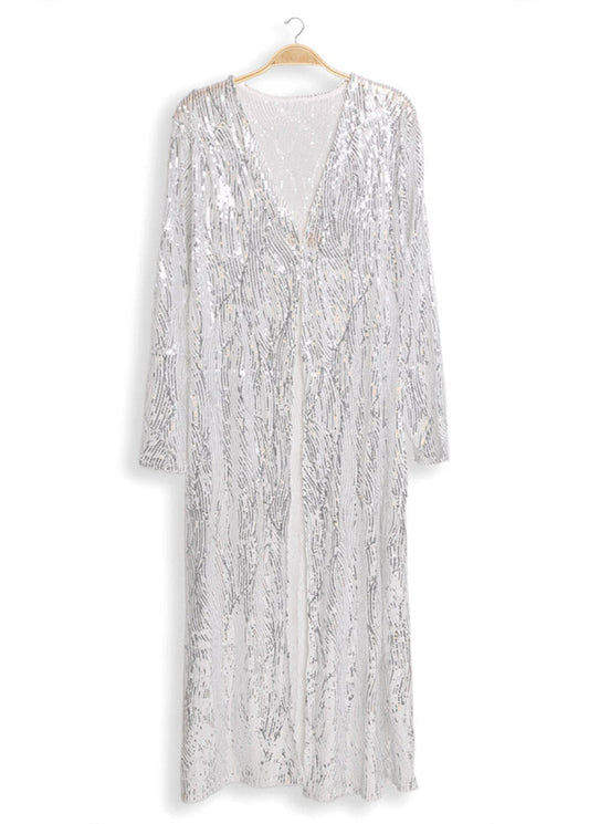 Shine On You Crazy Diamond Silver Sequin Kimono
