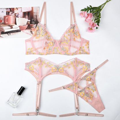 Blooming Elegance Embroidered Lingerie Set