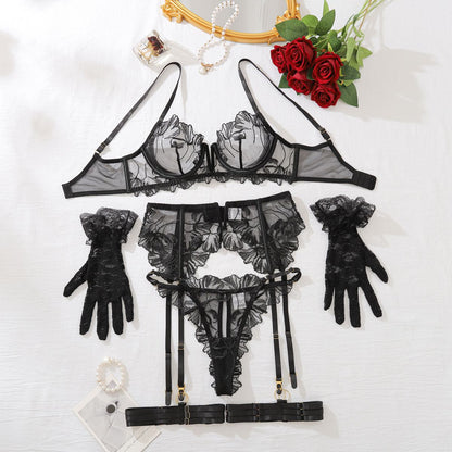 Midnight Bloom Lace Lingerie Set