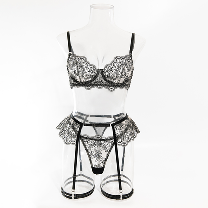 Carmen Lace Lingerie 4 Piece Set Black