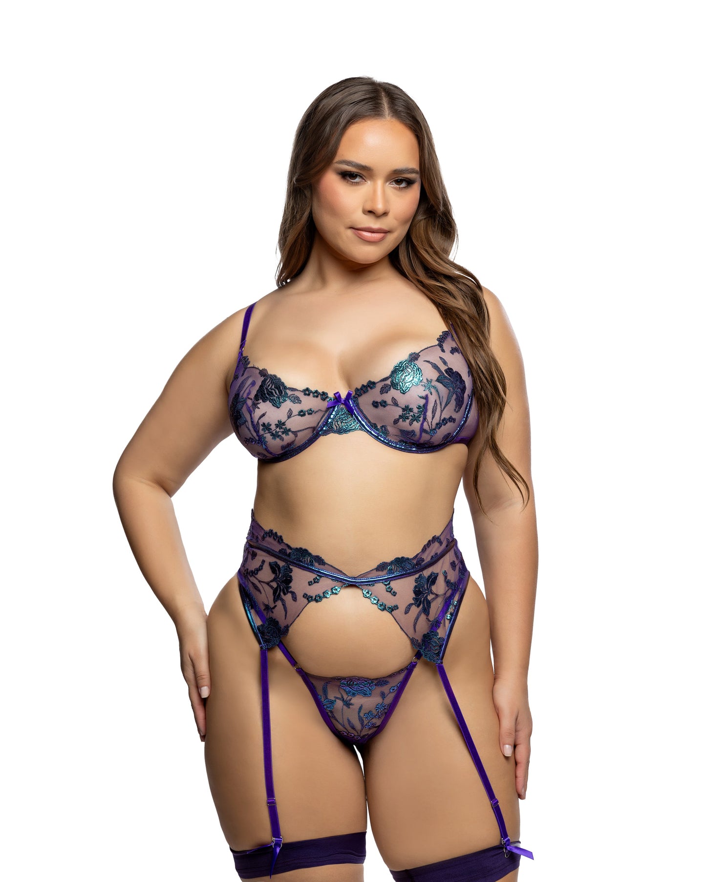 Electric Shimmer Garter Set Roma Confidential