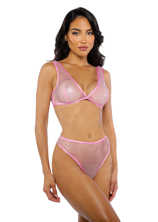 Think Pink Rhinestone Tube 2-Piece Short Set Roma Confidential.
