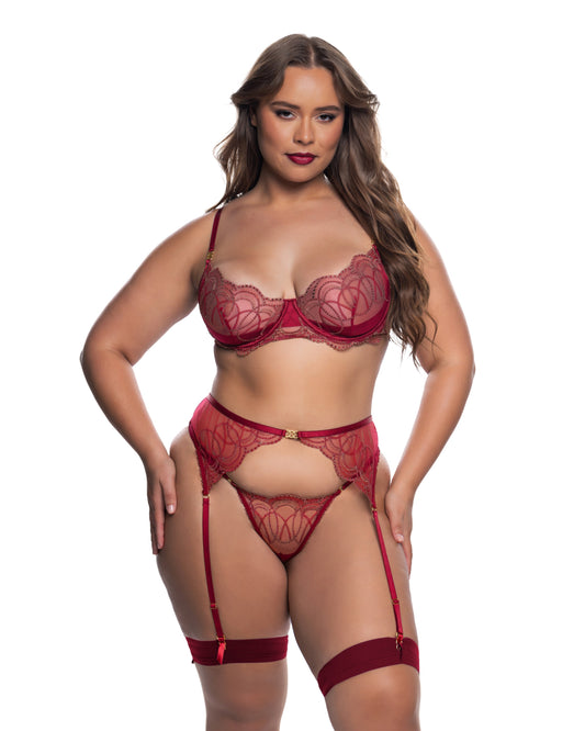 Beaded Belle 3-Piece Garter Lingerie Set Roma Confidential