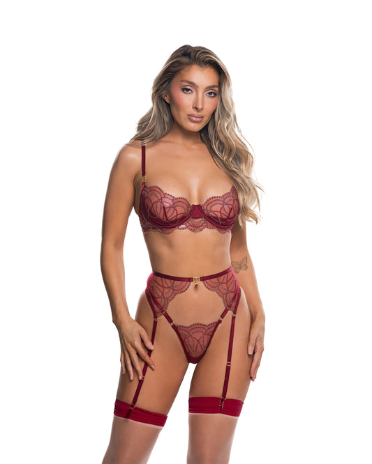 Beaded Belle 3-Piece Garter Lingerie Set Roma Confidential