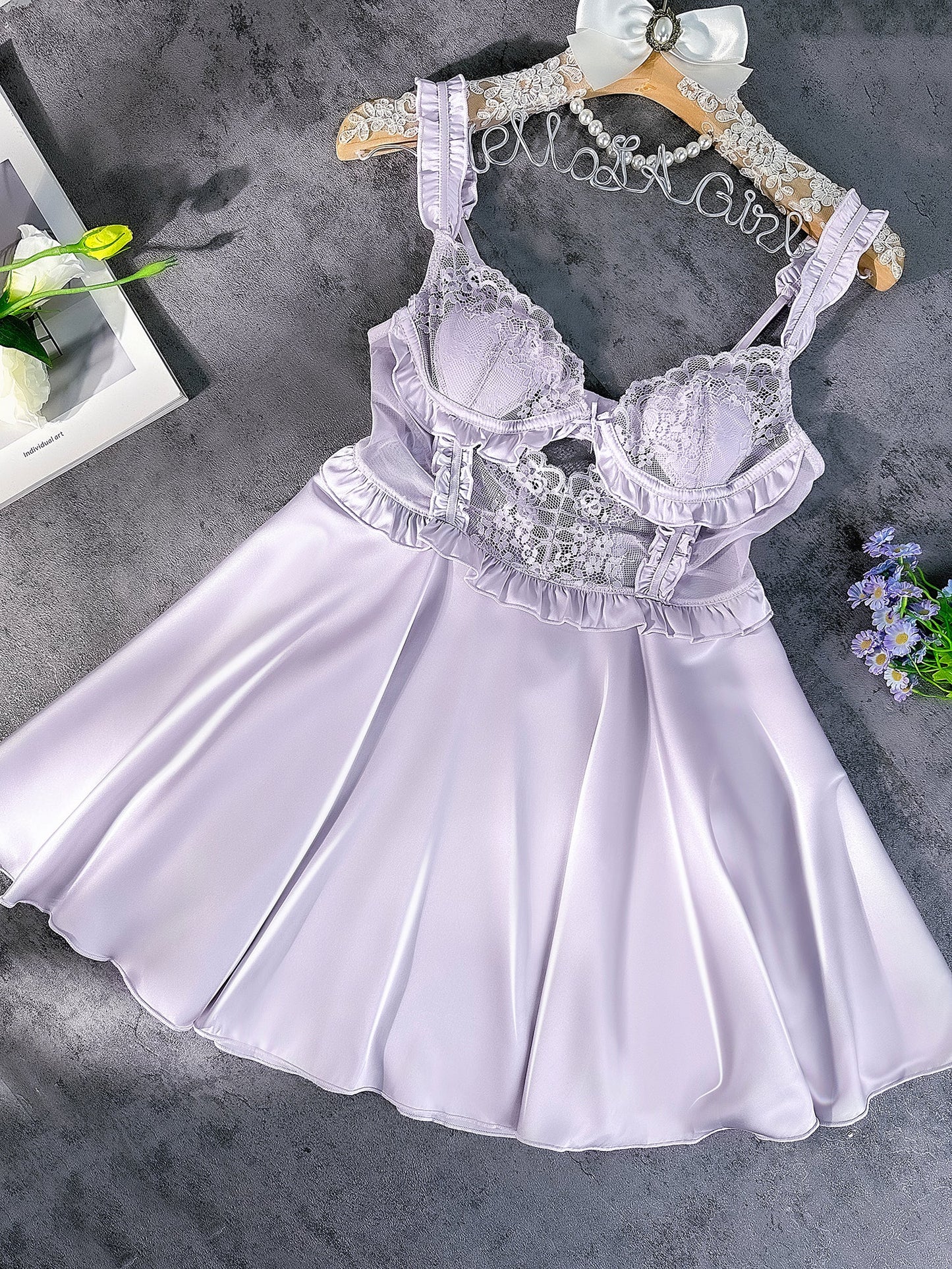 Purple Soft Satin Slip Dress.