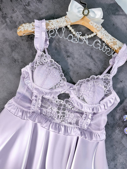 Purple Soft Satin Slip Dress.