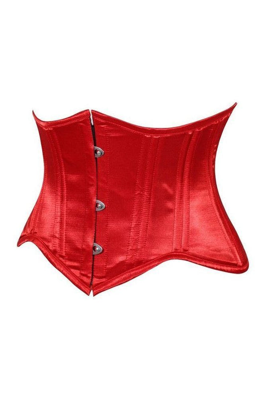 Lavish Red Satin Mini Cincher Underbust Corset Waist Cincher Busk Closure
